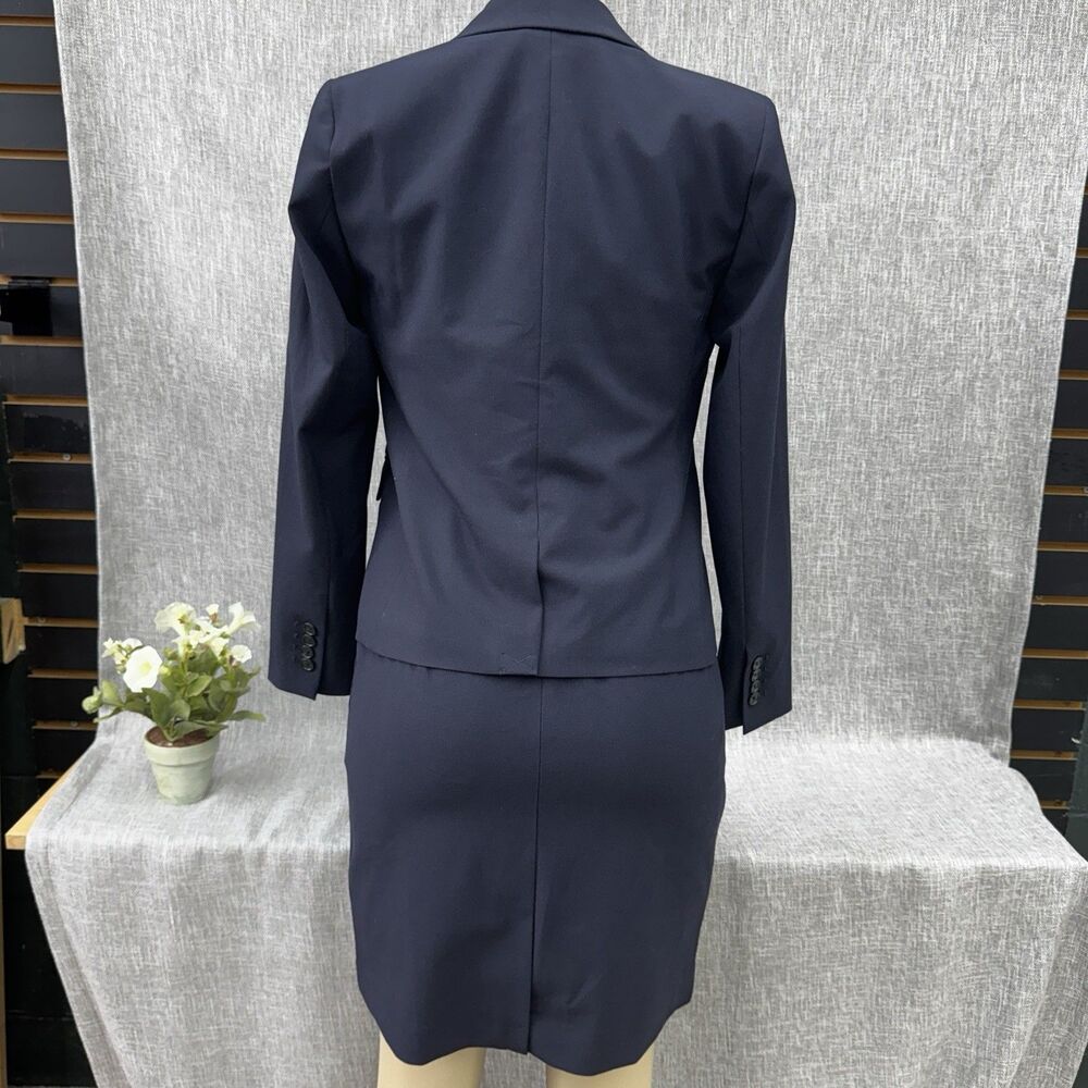 Ann Taylor Petite Navy Blue Sheath Dress & Blazer Suit Set Size 4P / 2P Workwear - Picture 6 of 16